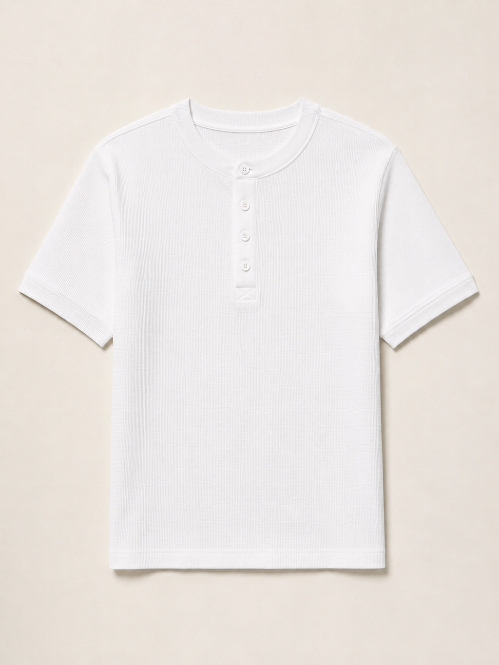 WHITE RIBBED FITTED HENLEY
