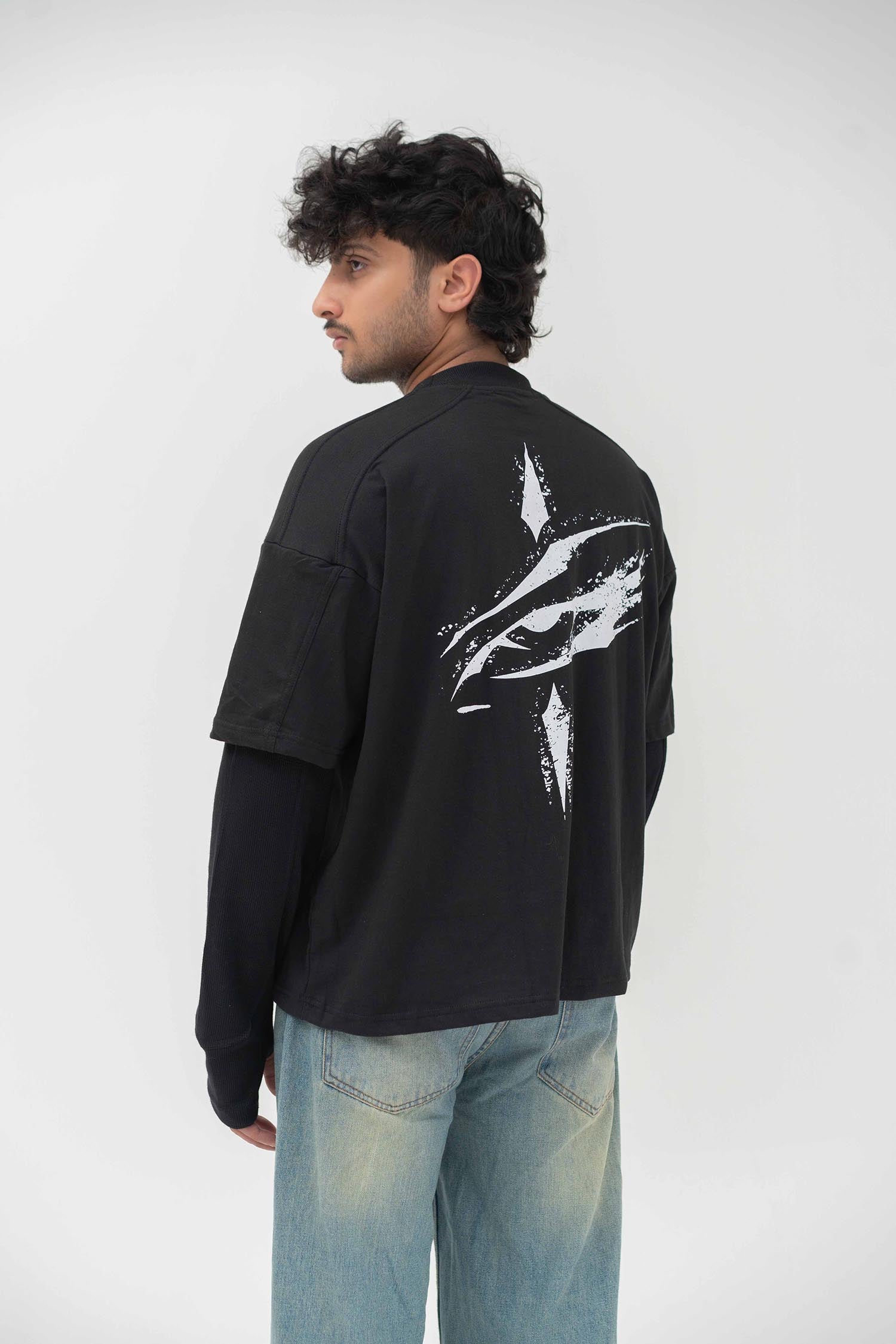 FADED VISION BLACK DOUBLED LAYER LONG SLEEVE