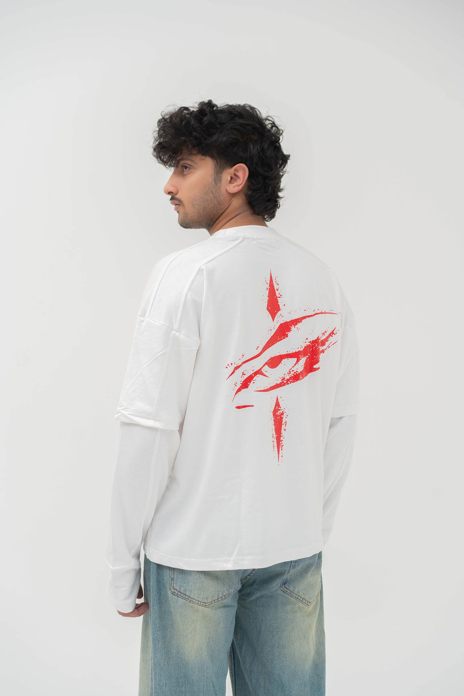 FADED VISION WHITE DOUBLED LAYER LONG SLEEVE