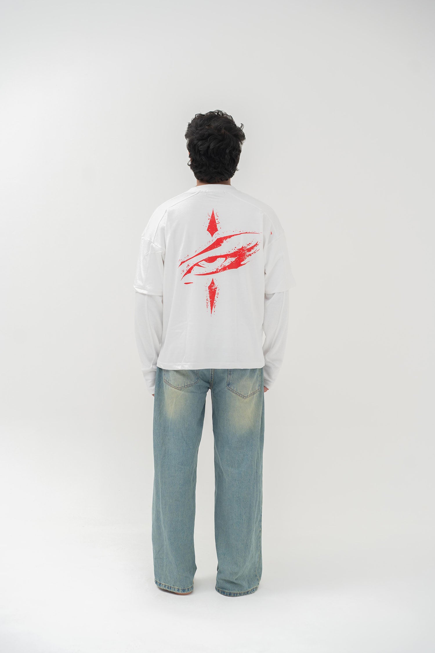 FADED VISION WHITE DOUBLED LAYER LONG SLEEVE