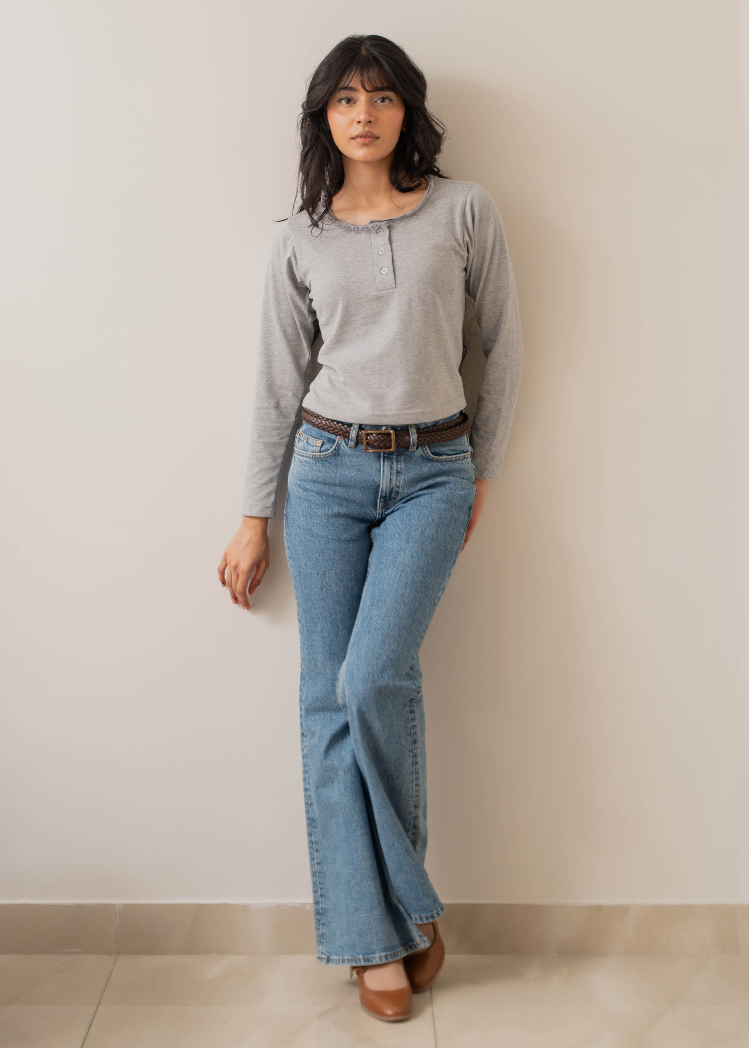 GREY TRIM DETAILED HENLEY